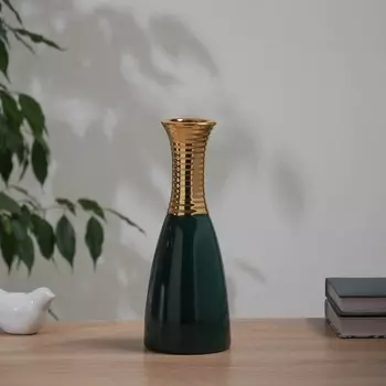 Керамическая ваза для цветов, сухоцветов «Вигго», настольная, d-6 см, 259.5 см, зелёный