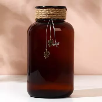 Ваза для цветов стекло, коричневая, 1 л.
