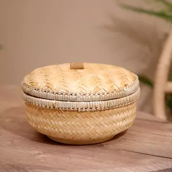 Корзинка плетёная с крышкой, 232315 см, бамбук