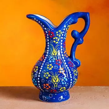 Ваза "Рельеф синий" с ручкой, 20 см
