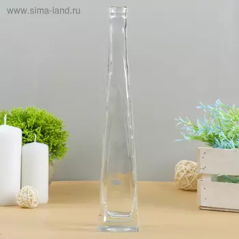 Ваза "Стрелка" четырехгранная, прозрачная 29х5,5х5,5см, 0,2л