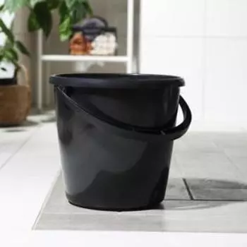 Ведро хозяйственное, 10 л, d=29 см, h=28 см, пластик, чёрное