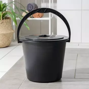 Ведро с крышкой «Дачное», 10 л, d=30 см, h=25.5 см, чёрное