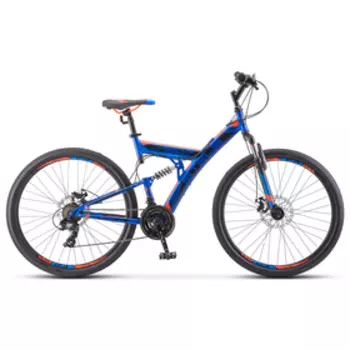 Велосипед 27.5" Stels Focus MD, V010, цвет синий/неоновый-красный, р. 19"
