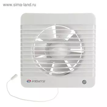 Вентилятор вытяжной VENTS 125 МВ, d=125 мм, с шнурковым выключателем, цвет белый