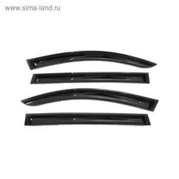 Ветровики Vinguru для Ford Fusion 2002-2012, накладные, скотч, поликарбонат, 4 шт