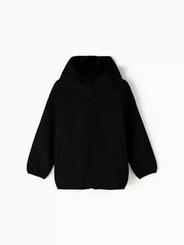 Ветровка демисезонная для мальчиков MINAKU из Softshell на флисе, непромокаемая, чёрная, рост 110 см