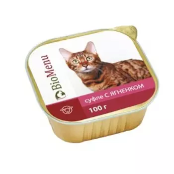 Влажный корм BioMenu для кошек, суфле с ягненком, 100 г