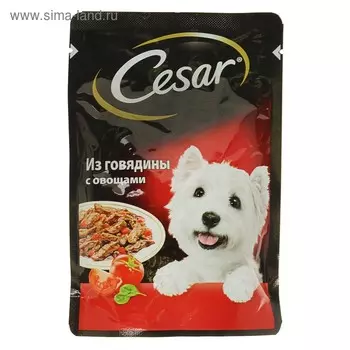 Влажный корм Cesar для собак, говядина с овощами, пауч, 85 г