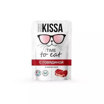 Влажный корм Kissa для кошек, говядина в соусе, 75 г