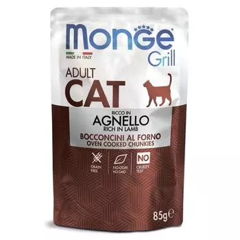 Влажный корм Monge Cat Grill для кошек, из новозеландского ягненка, пауч, 85 г