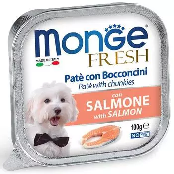Влажный корм Monge Dog Fresh для собак, с лососем, консервы, 100 г