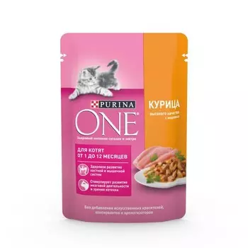 Влажный корм Purinа One для котят, курица/морковь, 75 г