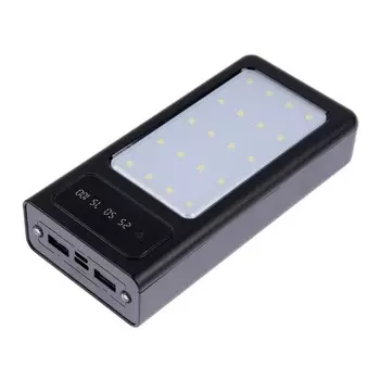 Внешний портативный аккумулятор 486, 20000 мАч, кабели Type-C/Lightning/MicroUSB, фонарь, чёрный