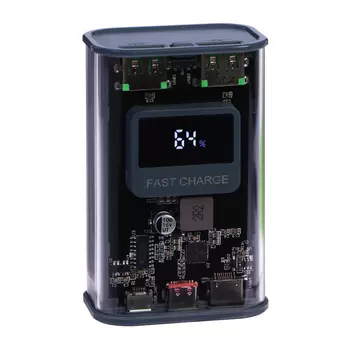 Внешний портативный аккумулятор CRR-28, 10000 мАч, 2USB, 3 А, с дисплеем, быстрая зарядка, серый