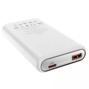 Внешний аккумулятор Hoco Q1, 10000 мАч, USB, USB-C, 3 А, PD 20W + QC3.0, белый