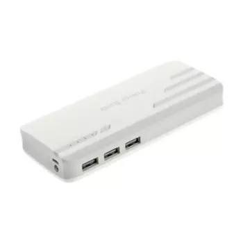 Внешний аккумулятор Luazon PB-25, 10000 мАч, 3 USB, 1 А, индикатор, фонарик, серо-белый