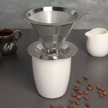 Воронка-дриппер для заваривания кофе V60, 128 см, 304 нержавеющая сталь