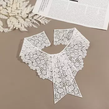 Воротник кружевной, 36 32 см, цвет белый