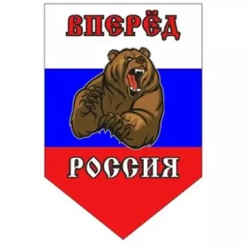 Вымпел пятиугольный Skyway "Вперед Россия!", 100х150, с медведем, 1 шт