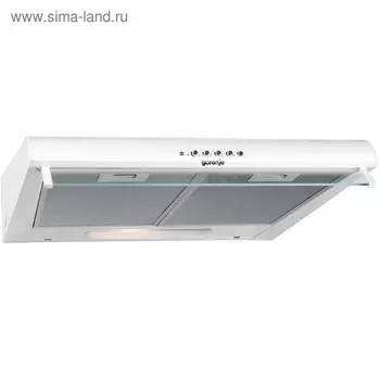 Вытяжка Gorenje DU6446W, плоская, 178 м3/ч, 3 скорости, 60 см, белая