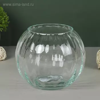 Ваза «Шар», 2.5 л, d=10 см, 1618 см, стекло, рифлёная, прозрачная