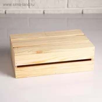 Ящик подарочный, 302010 см, деревянный, с реечной крышкой