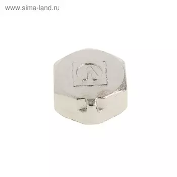 Заглушка Valtec, 1/2", внутренняя резьба, с ушком для пломбировки, никелированная латунь