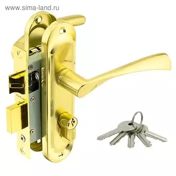 Замок врезной MARLOK 50/L76-ЦМ70, межосевое 50 мм, ключ/ключ, цвет матовое золото