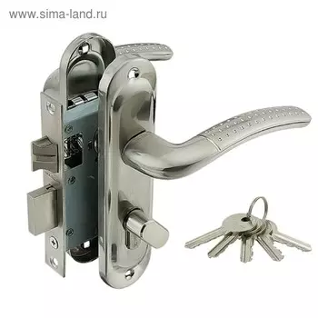 Замок врезной MARLOK 50/LA02-ЦМВ70, межосевое 50 мм, ключ/вертушка, цвет никель