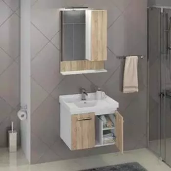 Зеркало шкаф Comforty Рига 60 для ванной комнаты, цвет дуб сонома