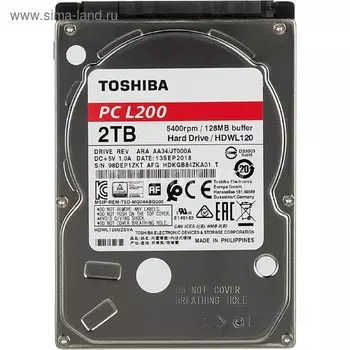 Жесткий диск Toshiba L200, 2Тб, SATA-III, 3.5"