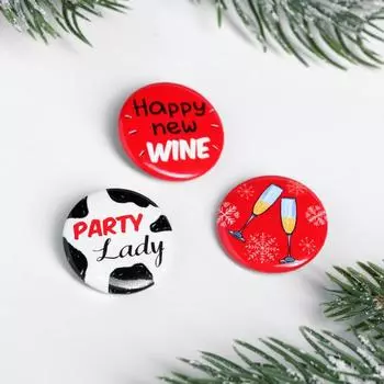 Значки закатные Wine, 3 шт., d=2.5 см