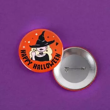 Значок закатной "Happy Halloween", d = 5,6 см.