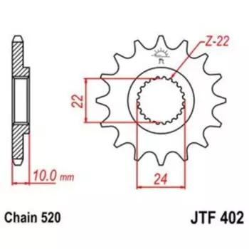 Звезда передняя ведущая JTF402 для мотоцикла, стальная, цепь 520, 14 зубьев