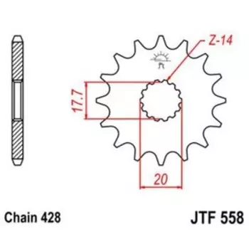 Звезда передняя ведущая JTF558 для мотоцикла, стальная