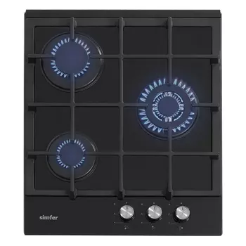 Газовая варочная панель Simfer H45L35B516, газ на стекле, газконтроль, конфорка WOK
