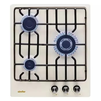 Газовая варочная поверхность Simfer H45V35R571, решетки LAMA, газ-контроль, WOK-конфорка, эмаль