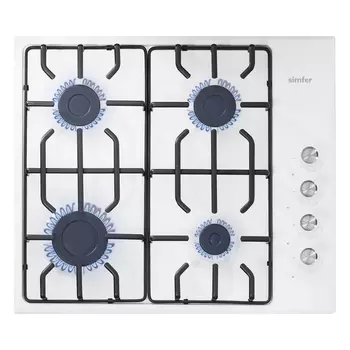 Газовая варочная поверхность Simfer H60Q40W412 (LAMA решетки, авторозжиг, белая)