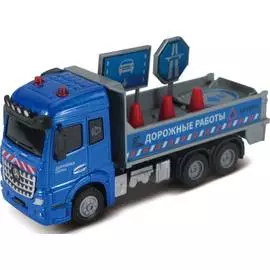 Грузовик с дорожными знаками, кабина die-cast, инерционный механизм, свет, звук, 1:43 Funky toys FT61086