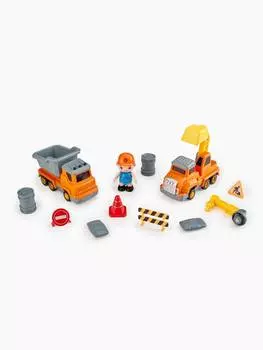 Игрушечная дорожная техника с аксеcсуарами, Happy Baby, MAGNETIC ENGINEER SET, blue and yellow