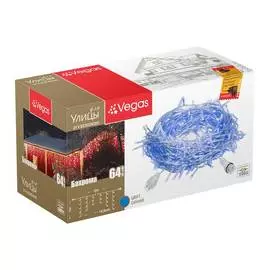 Электрогирлянда-конструктор, VEGAS, &amp; quot;Бахрома&amp; quot;, 64 синих LED ламп, 12 нитей, прозрачный провод