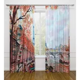 Комплект Фотошторы габардин, СИРЕНЬ, Париж, 145х260см, 2шт