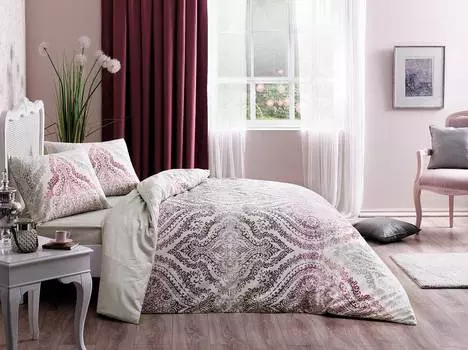 Комплект постельного белья, евро, TAC, DIVINA, лиловый, 51394