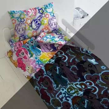 КПБ 1.5 хлопок &amp; quot;My little Pony&amp; quot; Neon (70х70) рис. 16027-1/16028-1 Граффити