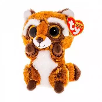 Мягкая игрушка, TY, Расти енот, коричневый, 25см