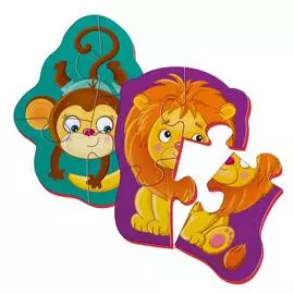 Мягкие магнитные Baby puzzle, Vladi Toys,&amp; quot;Львенок и обезьянка&amp; quot;,2 пазла