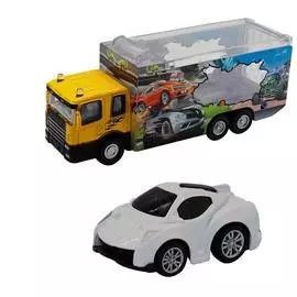 Набор грузовик + машинка die-cast белая, спусковой механизм, 1:60 Funky toys FT61050
