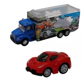 Набор грузовик + машинка die-cast красная, спусковой механизм 1:60 Funky toys FT61054