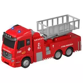 Пожарная машина с подъемным механизмом, кабина die-cast, инерционный механизм, свет, звук, 1:43 Funky toys FT61078